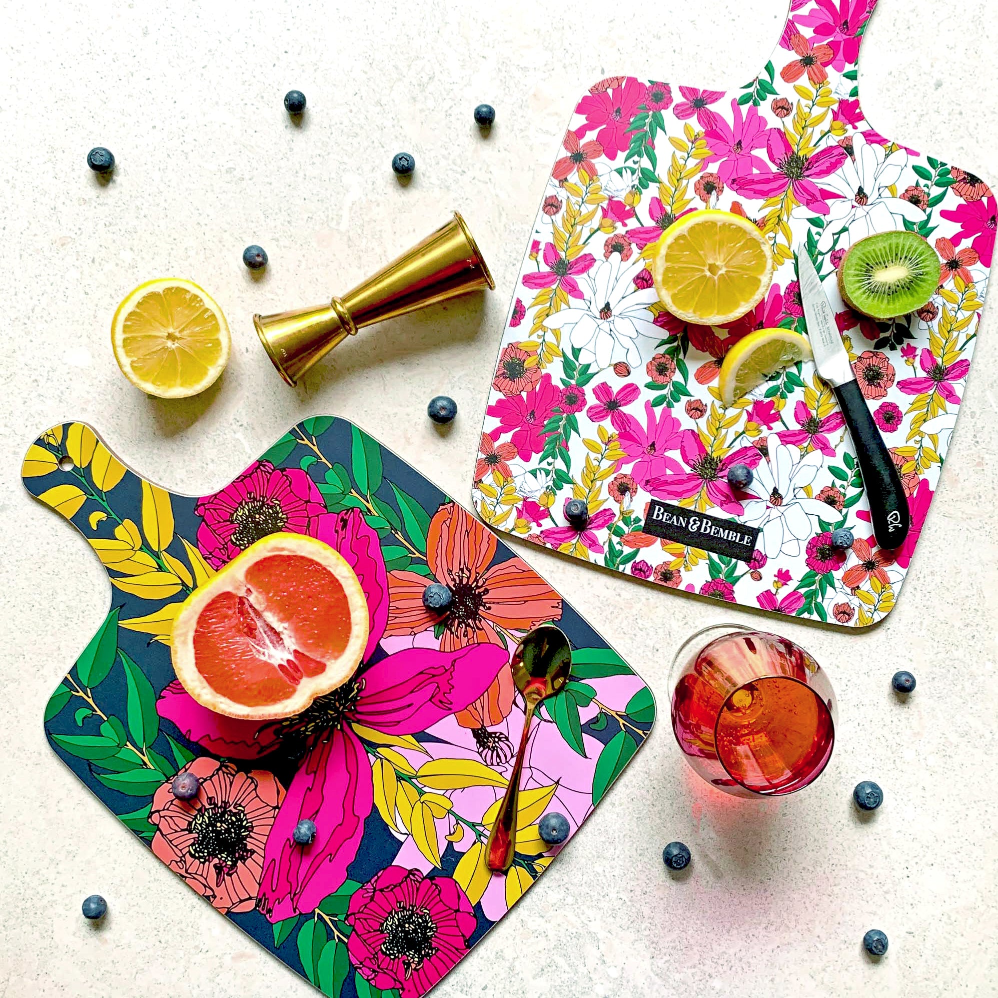 Heatproof floral cheese board, double sided print. Made in the UK.