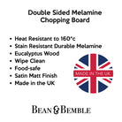 Double-sided melamine chopping board, heat- and stain-resistant design