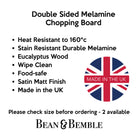 Double-sided melamine chopping board with eucalyptus wood, heat resistant to 160°C