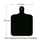 Mini chopping board outline with hanging hole, 17.4 cm wide and 23.6 cm tall