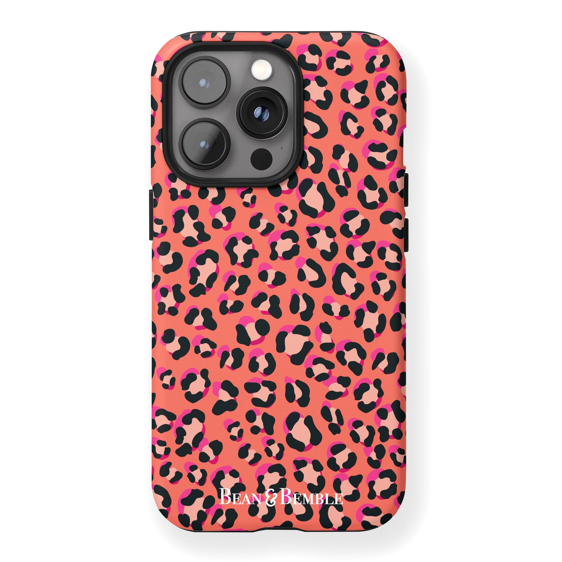 Coral Orange Leopard Print Phone Case Cute, Fun, Protective